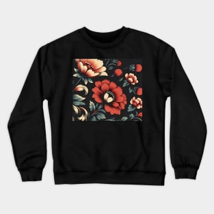 Red Floral Illustration Crewneck Sweatshirt